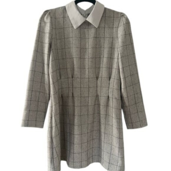 Goodnight Macaroon grey white plaid collared dress size XL - Picture 3 of 9